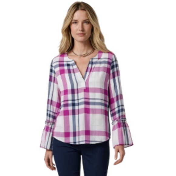 Maison Jules XS Long Sleeve Plaid Button Down Shirt - Picture 1 of 7